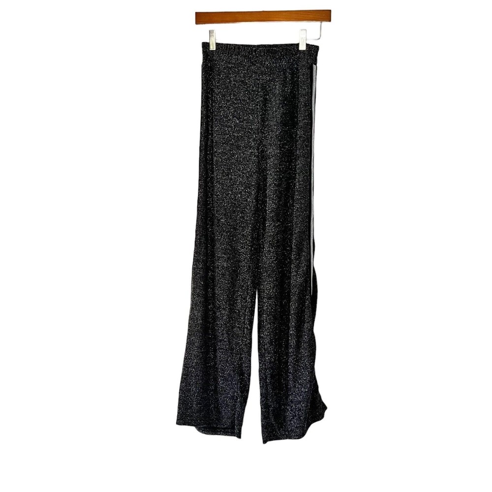 Cherry Koko Womens Track Athletic Pants Size S/M Black Gray Sparkle Flared Leg